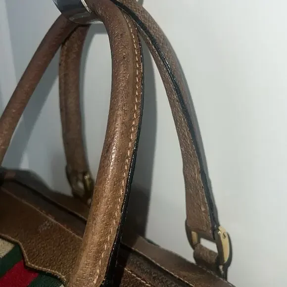 Authentic Gucci Sherry Line Boston Bag – Vintage GG Monogram Canvas Satchel - Picture 6 of 16